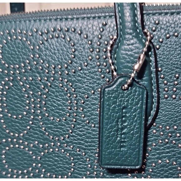 Coach CX286 Nina Small Tote Emerald Studded Signature Rivets NWT - Picture 2 of 12